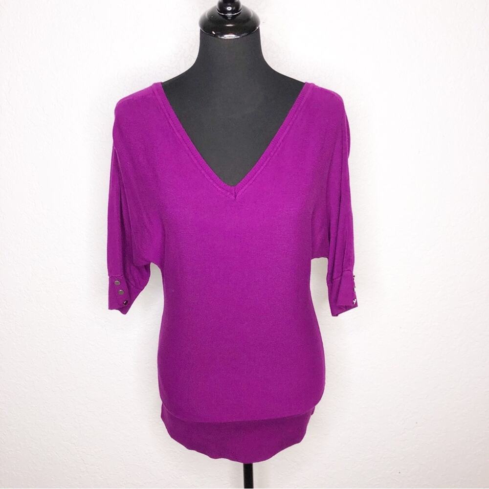 WHBM purple silver button v neck sweater size Small